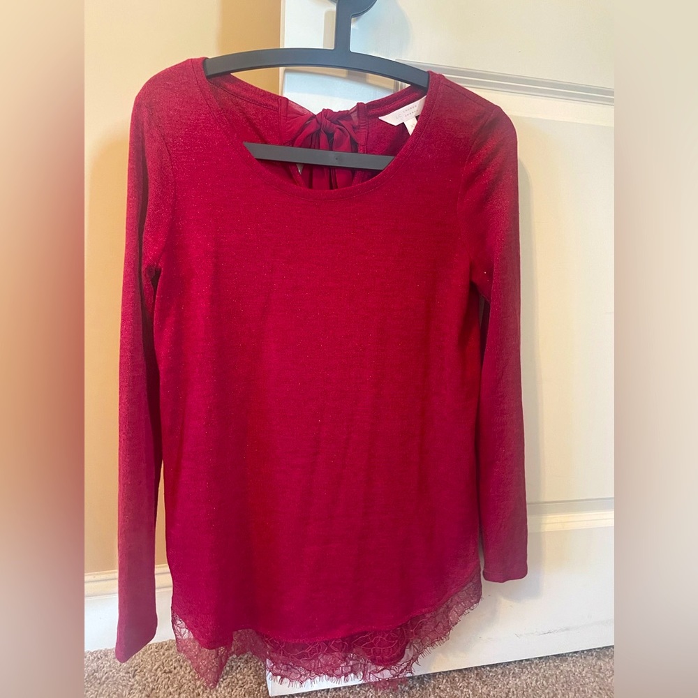 LC Lauren Conrad dressy garnet sweater with sparkle